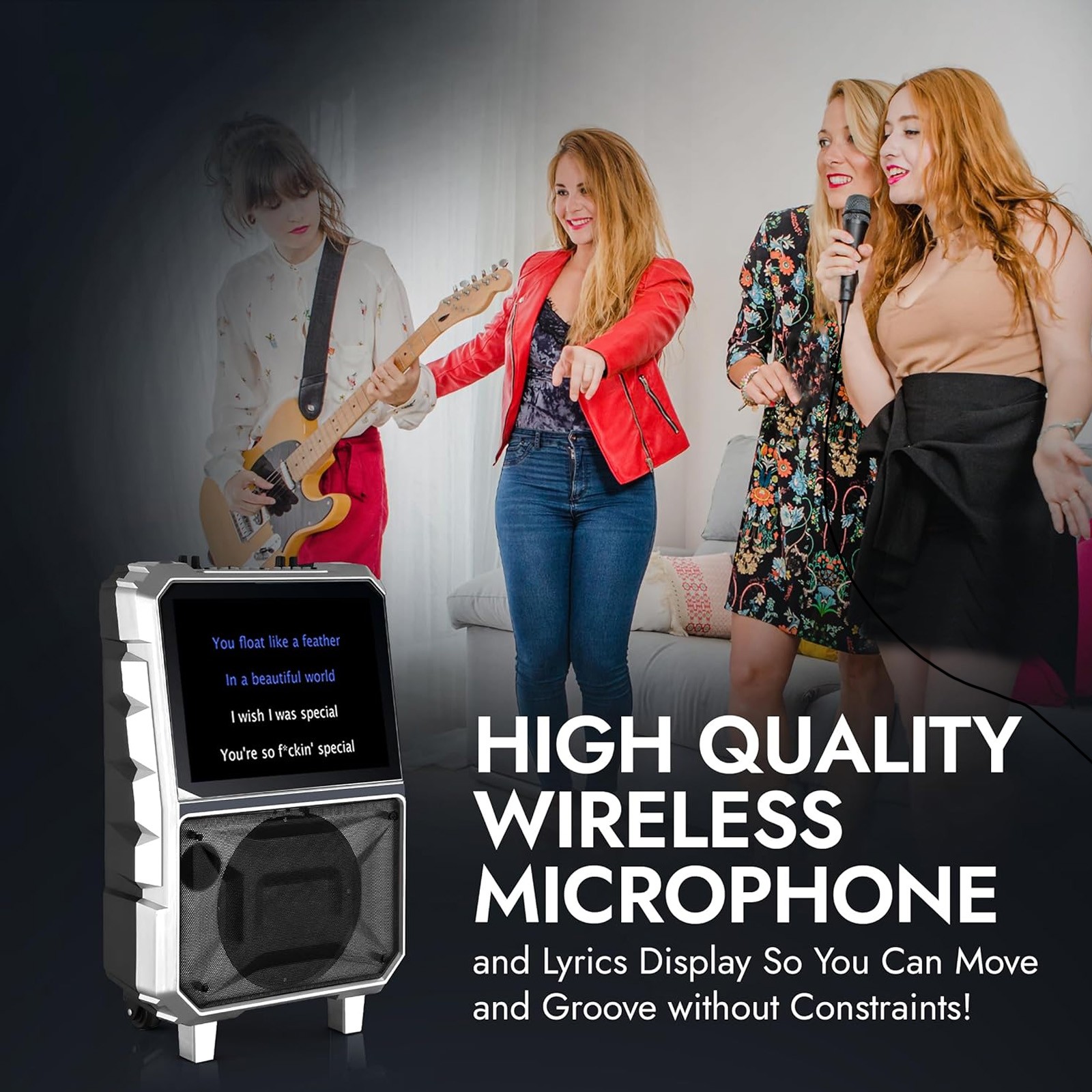 Professional Karaoke Machine Bluetooth Speaker Lyrics Display Screen w/ Mic DJ