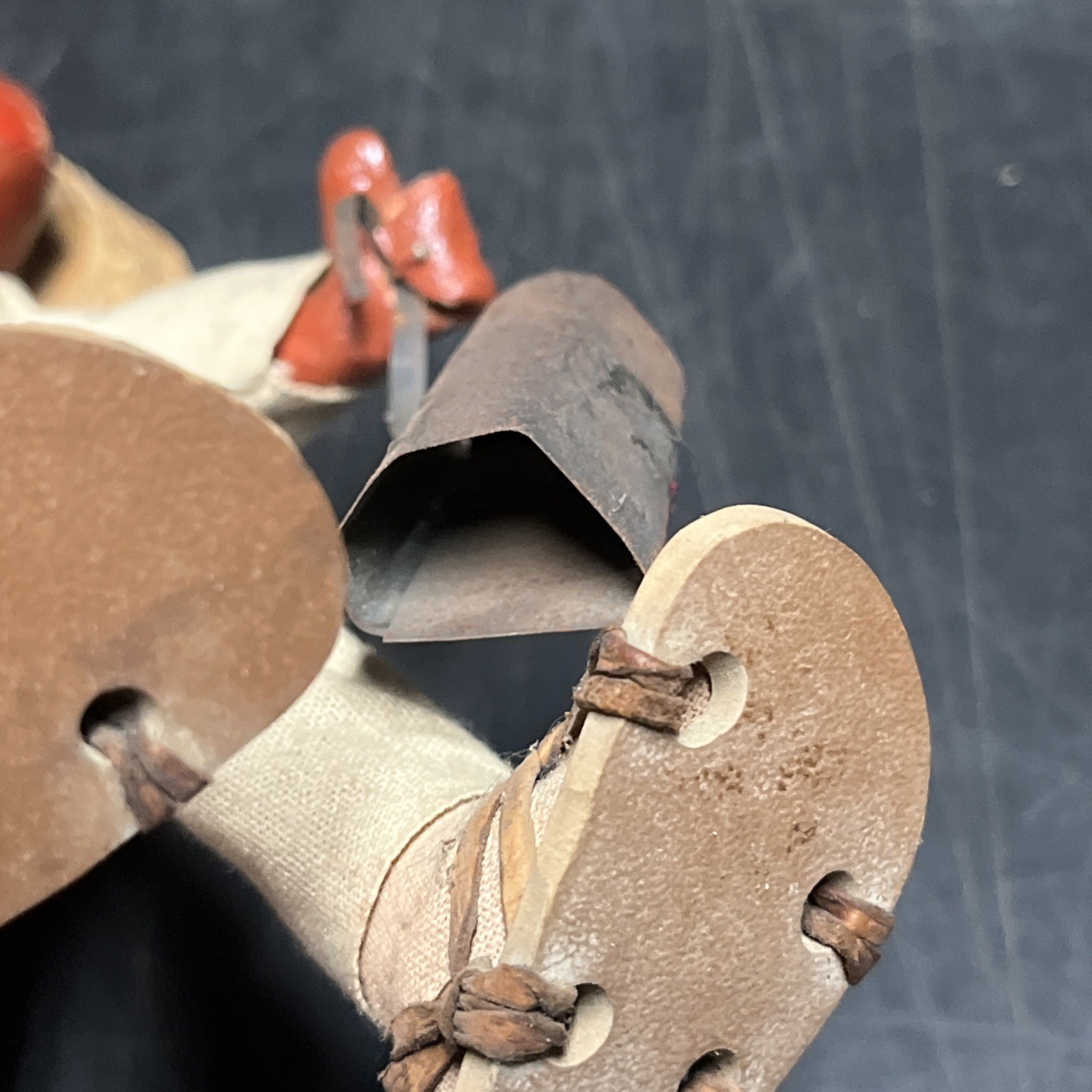 Vintage Mexican Hand Made Painted Oil Cloth Folk Art Dolls 9”Tall