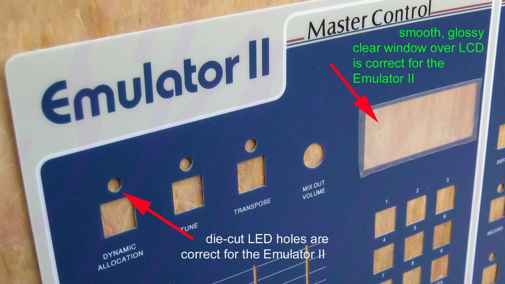 WORLD'S BEST New E-mu Emulator II Replacement Main Control Panel Overlay - MINT!