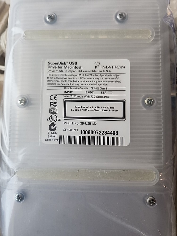 Imation SD-USB-M2 Portable SuperDisk External USB Floppy Disk Drive For Macs