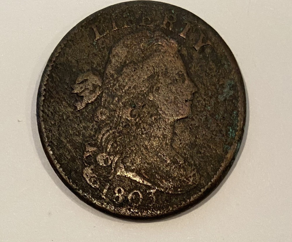 1803 draped bust large cent small date, small fraction