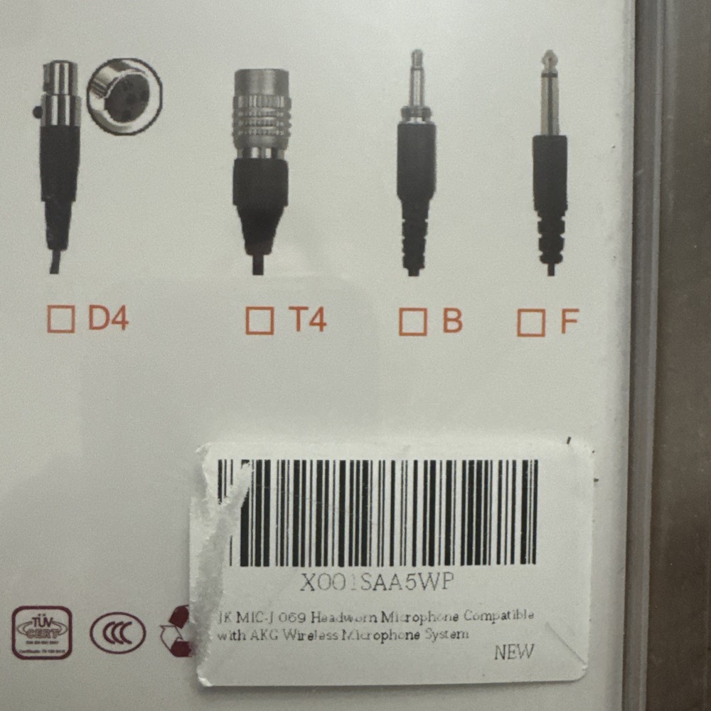J K Professional Headset/Headworn Microphone MIC-J 071S connector Type D3