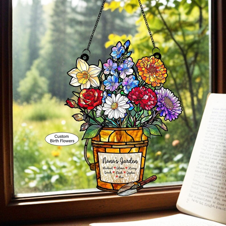 Custom Birth Flower Personalized Acrylic Suncatcher Gift