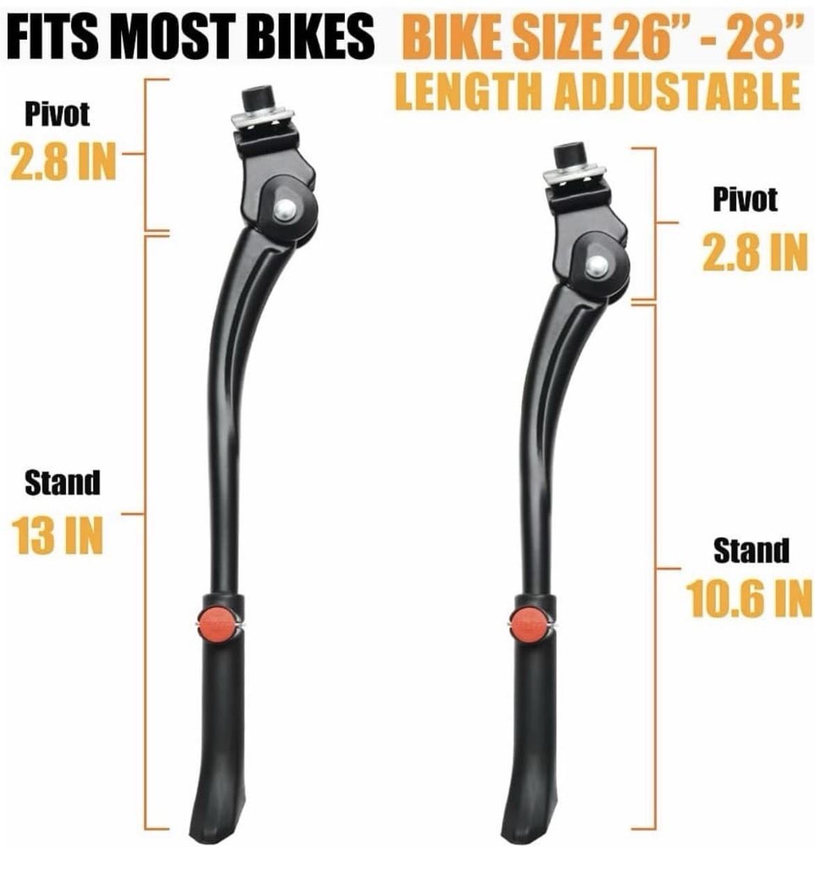 Bike Kickstand Adjustable Aluminium Alloy Bicycle Kickstand for 26-27-28" Bike