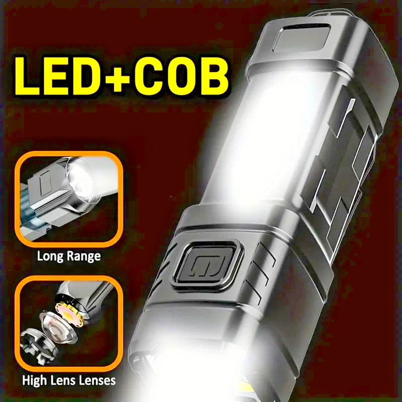 2 x (4) LED Flashlight 4 mode Rechargeable Super Bright Mini Handheld Flashlight