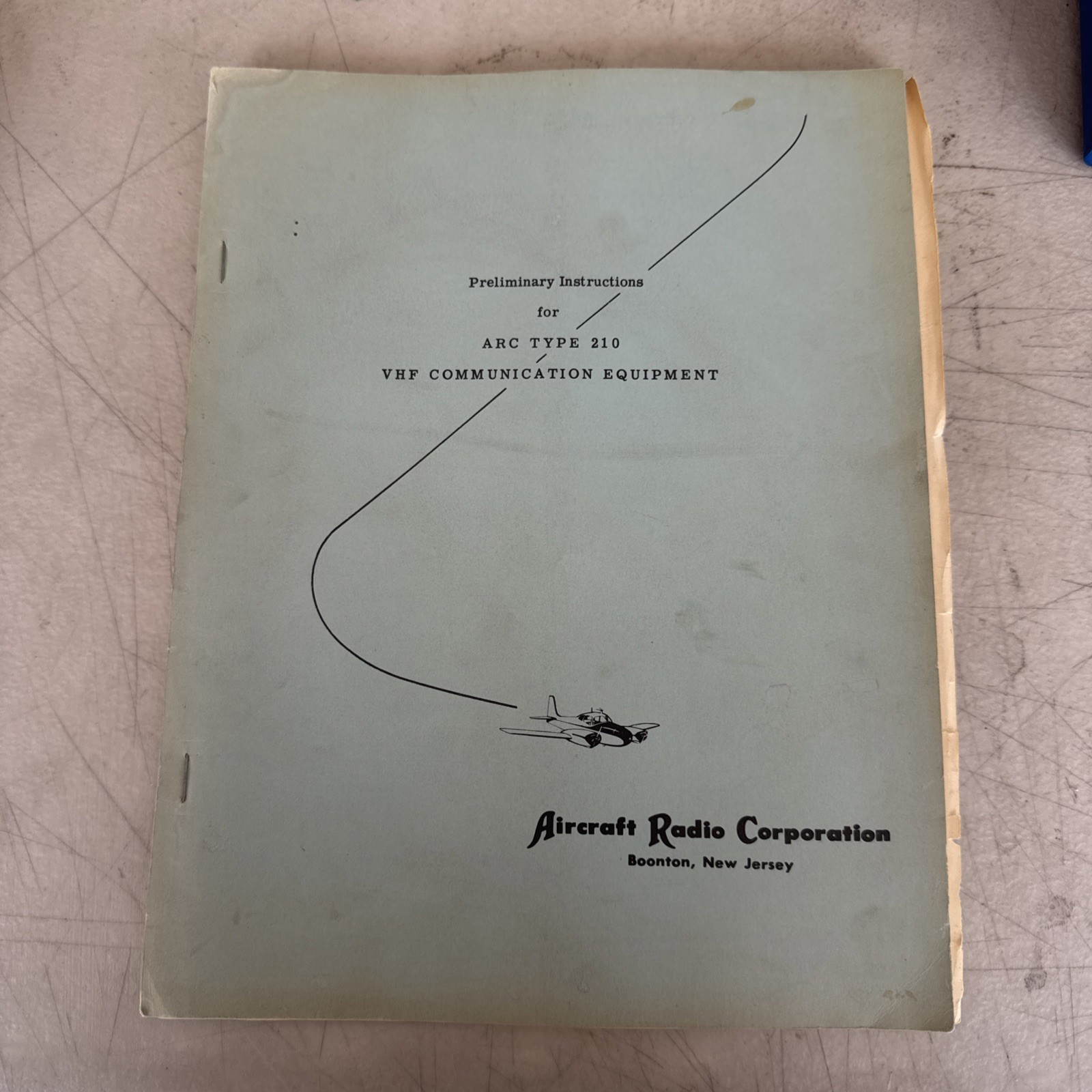 Aircraft Radio Corp. Pre Instruc. for ARC Type 210 VHF Com. Equipment 1958