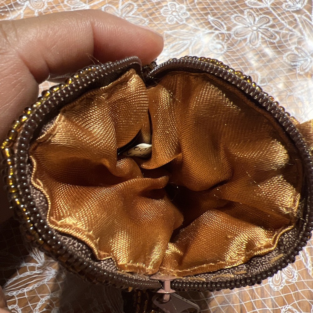Vintage Brown Monkey Tiny Bead Change Purse