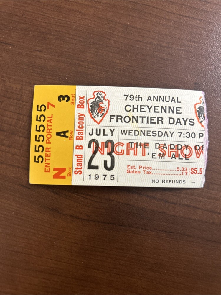 79th Annual Cheyenne Frontier Days Ticket Stub 1975