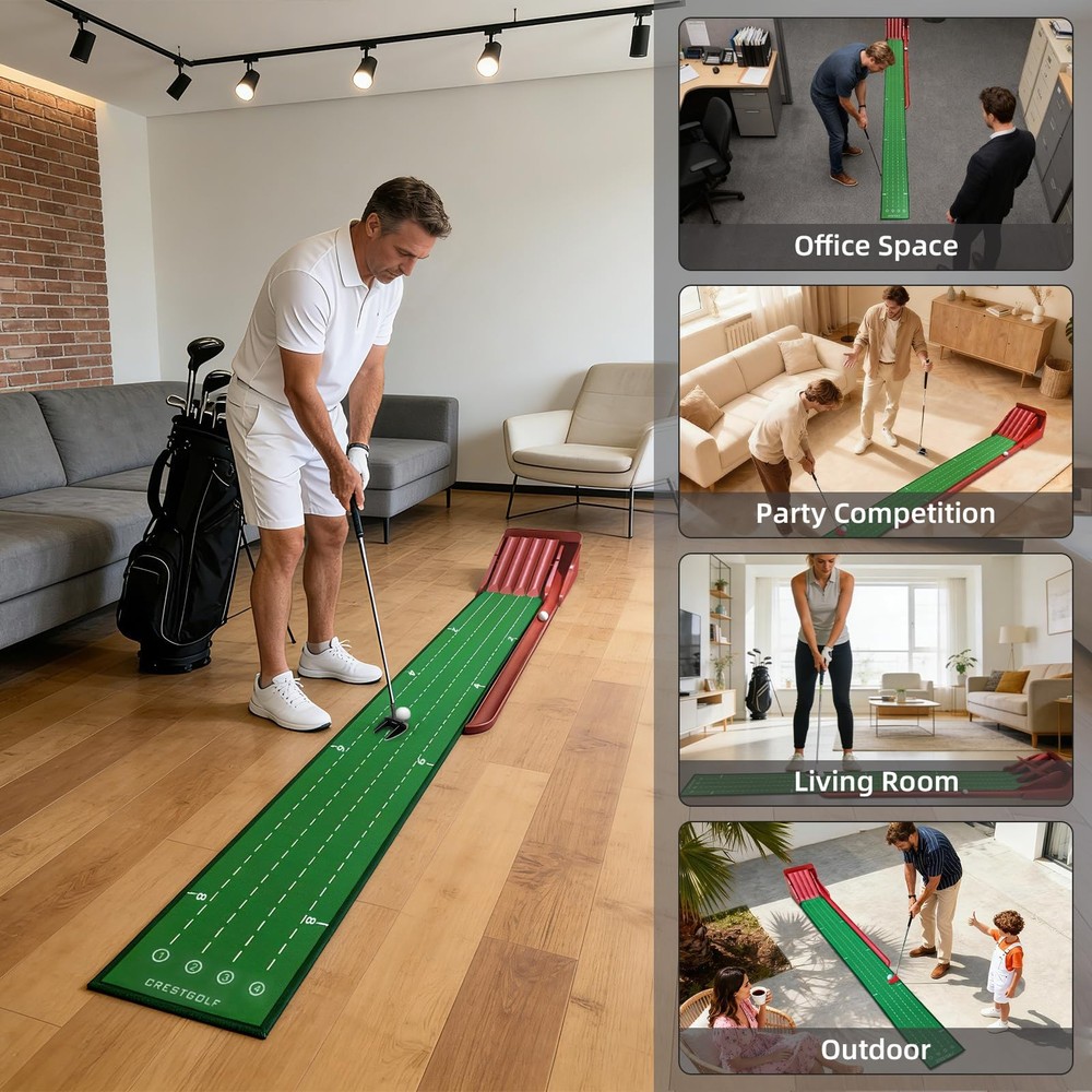 Best Golf Putting Mat with Fun 4 Flips for Uphill Function Challenge Game Green