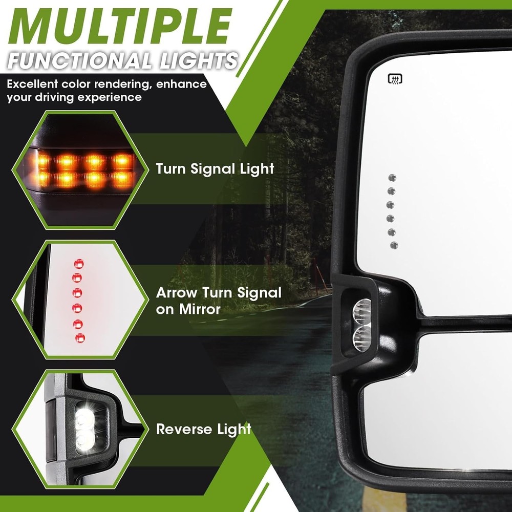 Power Folding Tow Mirrors Chrome for Silverado