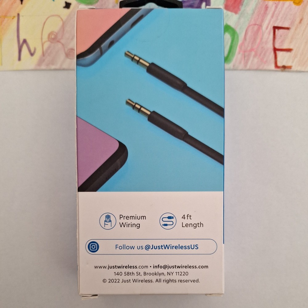 Just Wireless 4ft Flat TPU Auxiliary Cable (3.5mm) - Black