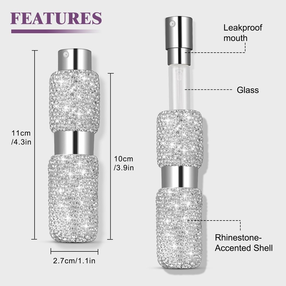 Portable Refillable Perfume Atomizer 8ml Travel Spray Bottle 2-Pack Mini Empty