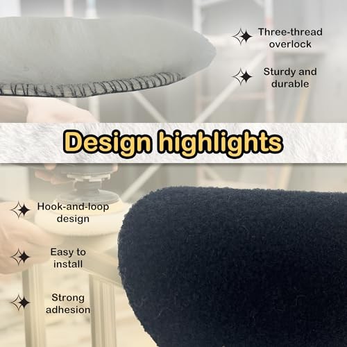 Wool Buffing Pads 6 Inch, 2 Pack Wool Buffing Pads with Hook & Loop Backing