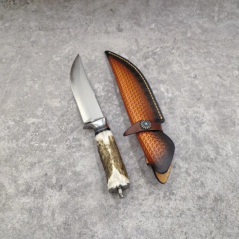 Deer Antler Knife Hunting Skinning Game Field dressing Processing Fixed Blade