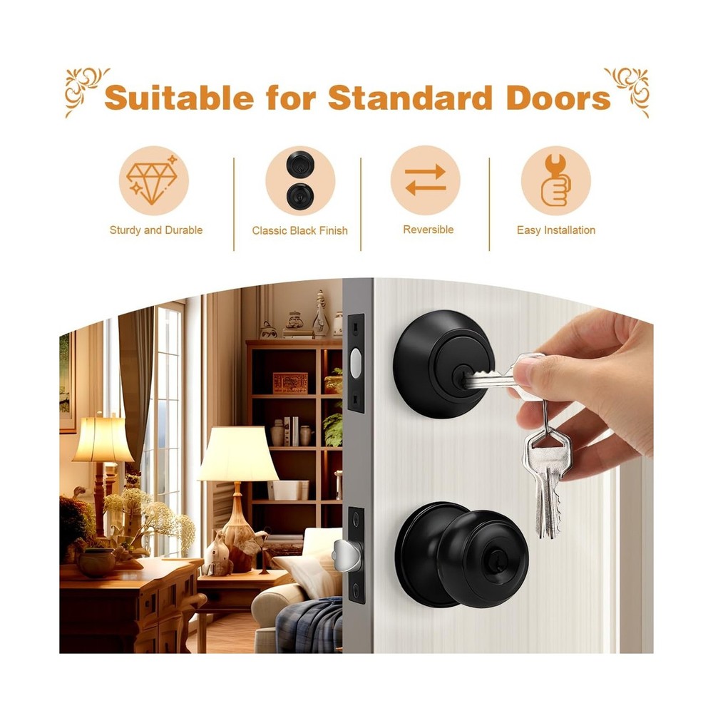 Probrico Entry Door Knobs Lock Set and Single Cylinder Deadbolt Combination S...