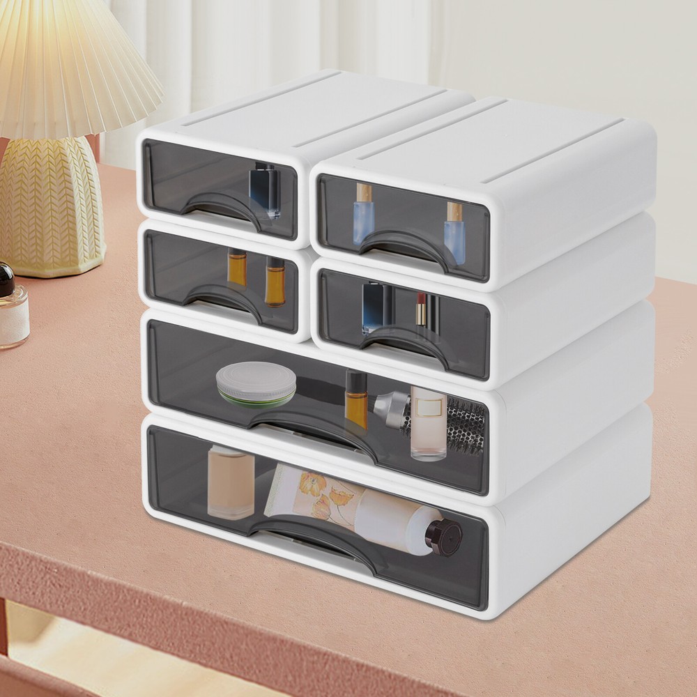 6 Drawer Office Storage Box Plastic Drawers Storage Drawers Stackable Storage