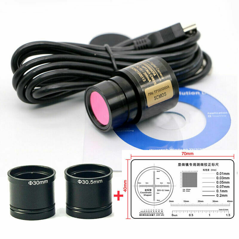 5MP USB CCD Video Digital Camera Microscope Electronic Eyepiece w Micrometer