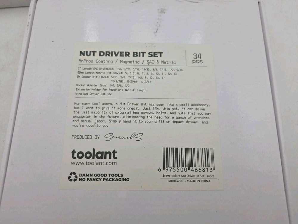 Toolant Magnetic Nut Driver Set 34 pcs Impact Driver Bit Set Deep Nut Driver Set