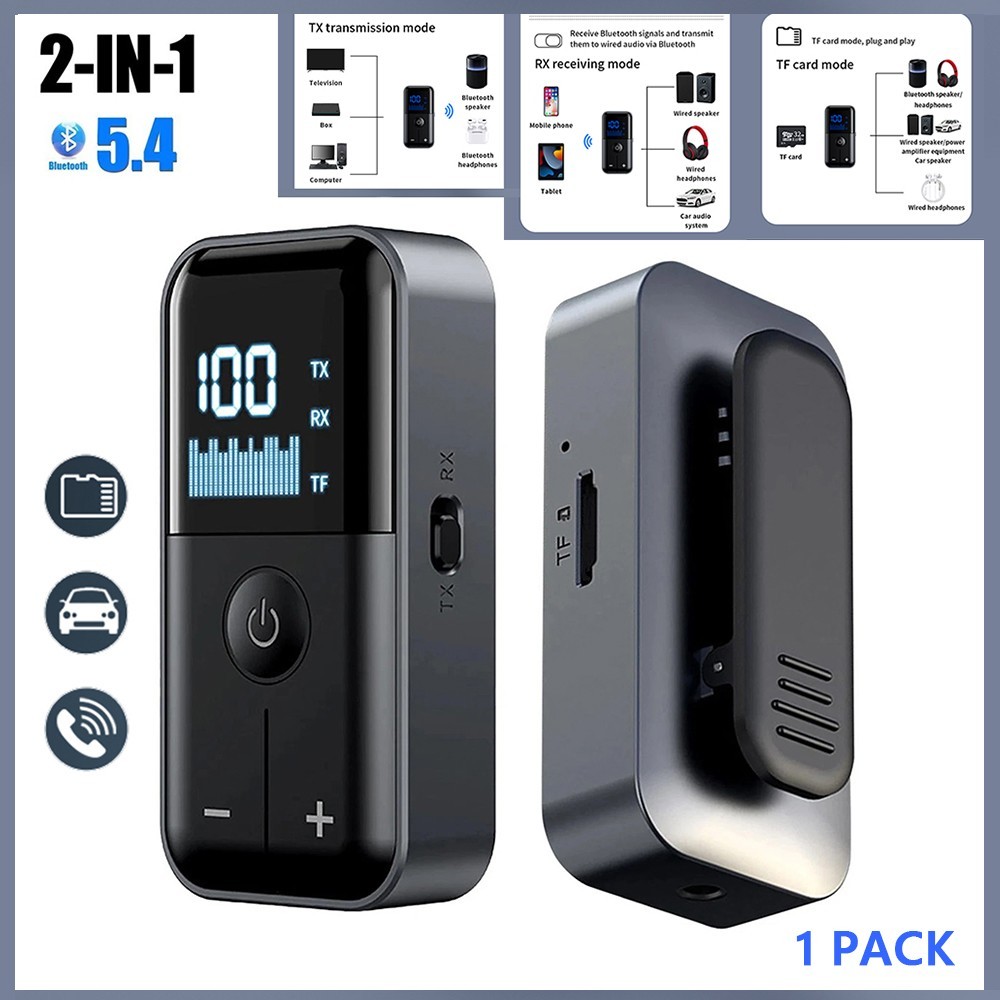 Wireless Bluetooth 5.4 Transmitter Receiver Adapter Audio 3.5 mm Audio Jack Aux