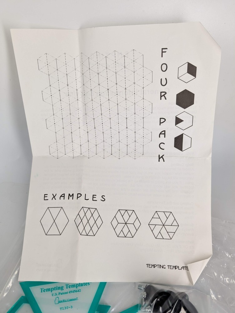 Sew/Fit Tempting Template Four Pack Shape Set - Quilting Stencil Guide hex tri