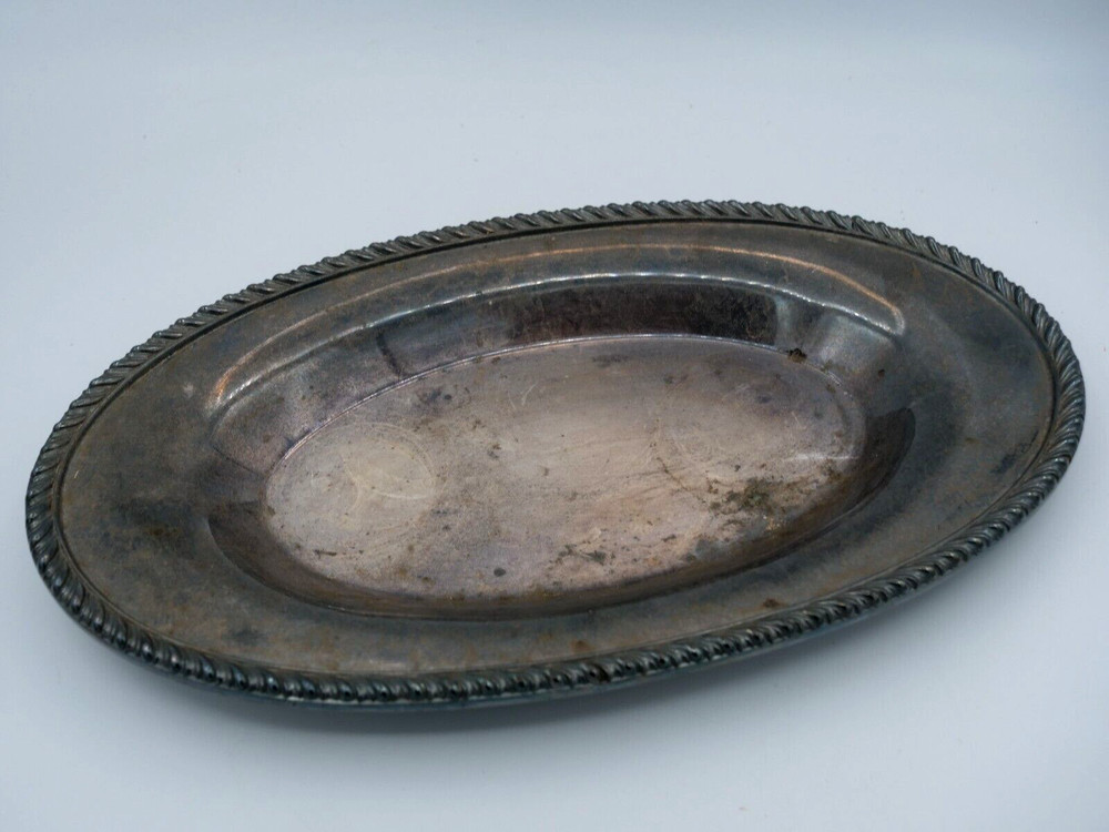 POOLE SILVER PLATED NICKEL PLATE 1004 BREAD PLATE/TRAY 12" X7"