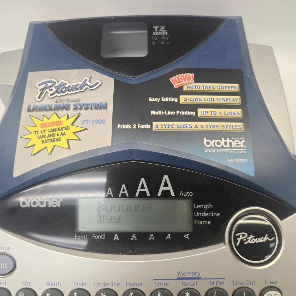 Brother P-Touch PT-1900 Electronic Labeling System Label Maker Blue Silver