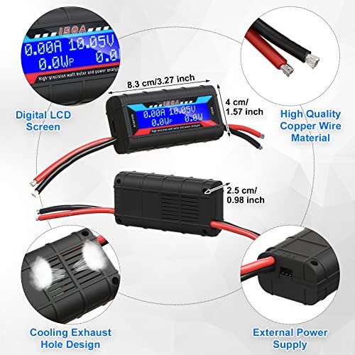 2 Pcs High Precision Watt Meter Power Analyzer Battery Consumption 9000.0