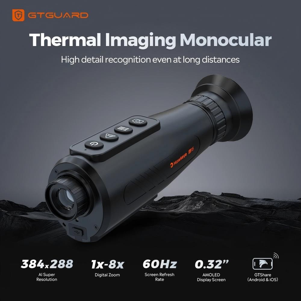 GTGUARD Ai 384x288 Thermal Monocular 15mm 60Hz Lens Night Vision Hunting Scope