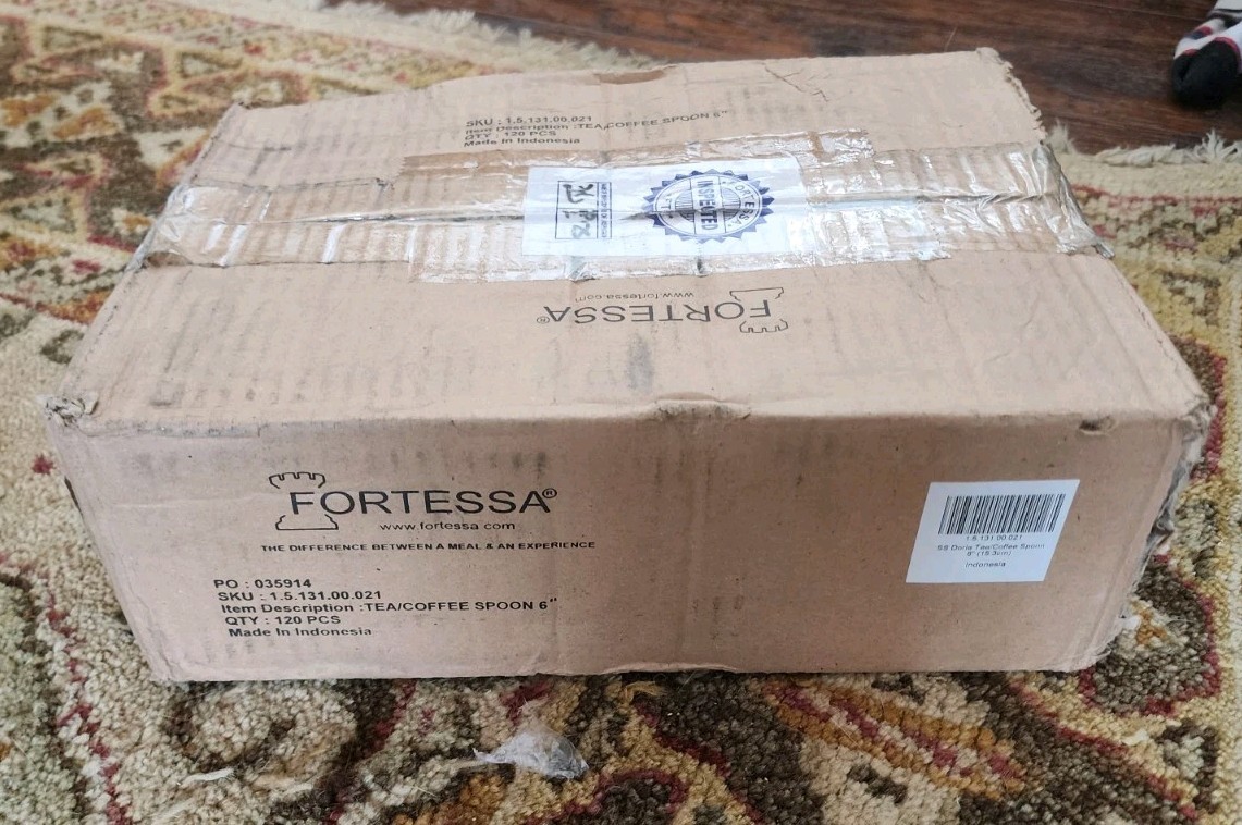 12 Pc Fortessa Doria 6" 18/10 Stainless Steel Extra Heavy Weight Teaspoon, NEW!!