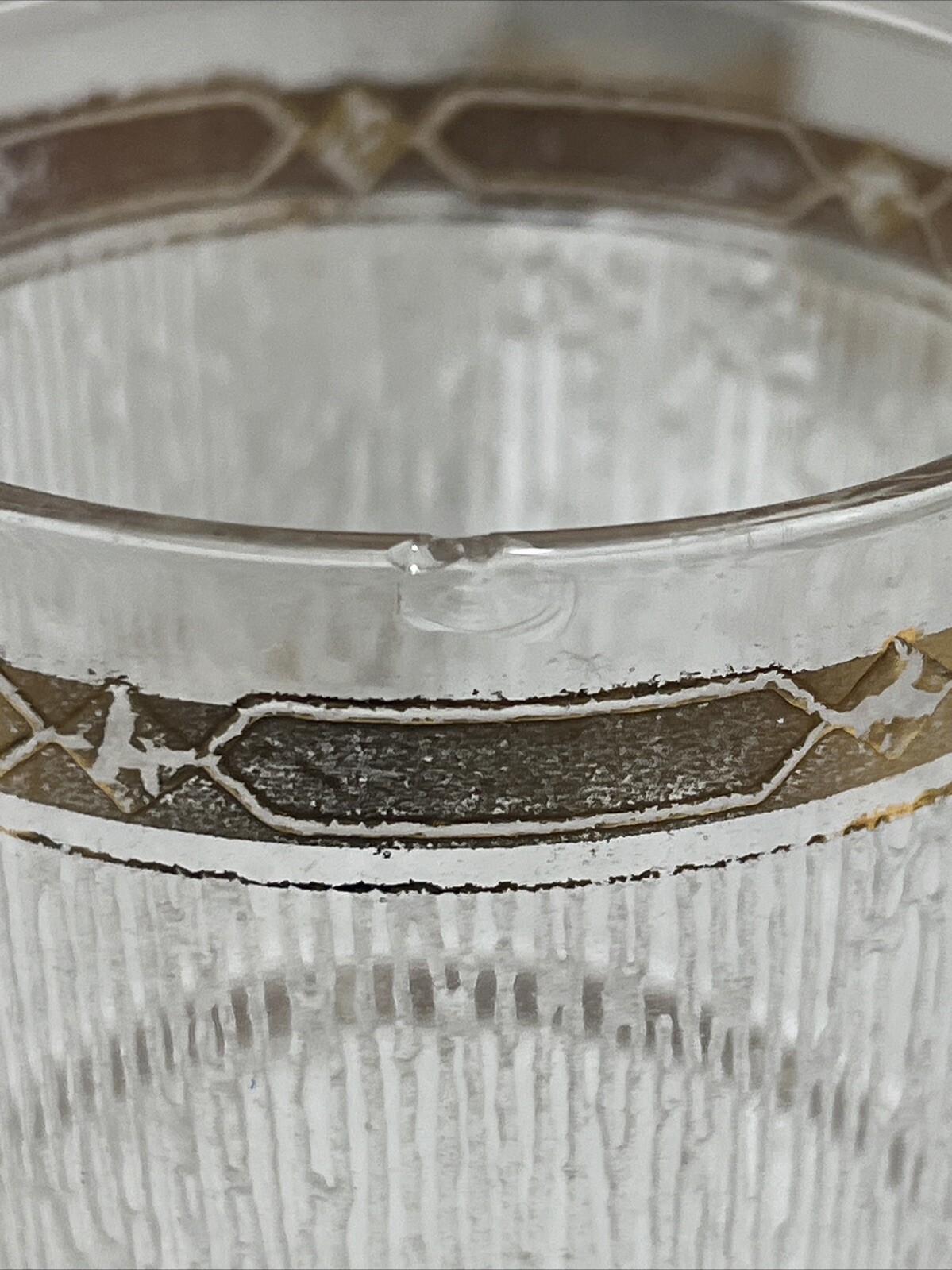 Culver Icicle Glass Textured Gold Set Of 6 Tumbler Glasses