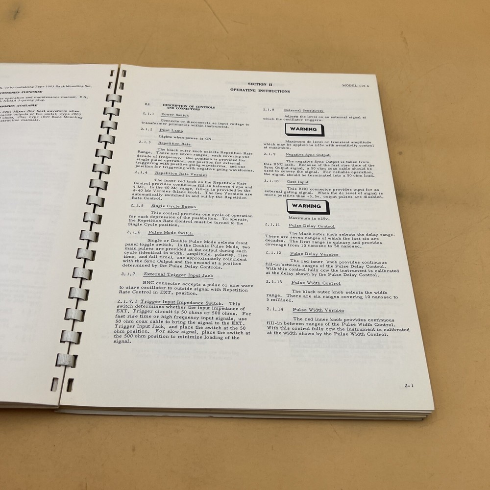Datapulse Model 110A Pulse Generator Operation & Maintenance Handbook 12/65