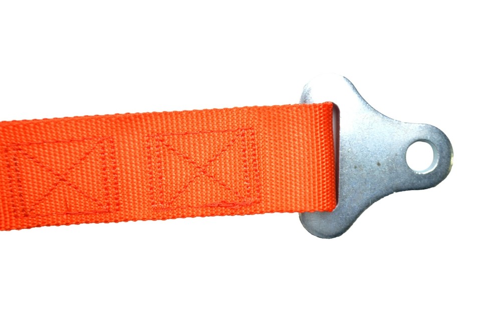 THREE POINT SEAT BELT RACE HARNESS 2" LATCH & LINK PULL UP FLOOR MOUNT ORANGE