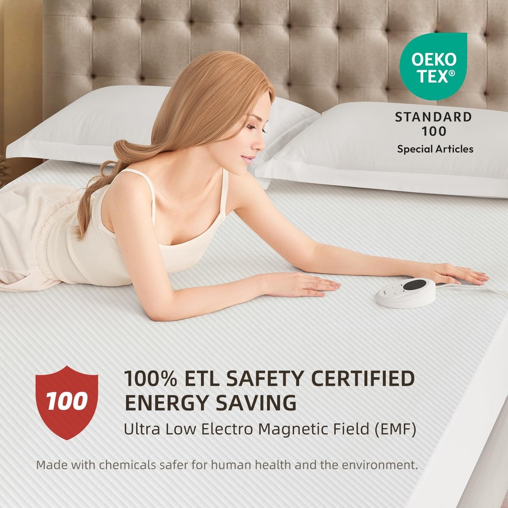 Waterproof Heated Mattress Pad, ETL Certified Bed Warmer with Memory Function...