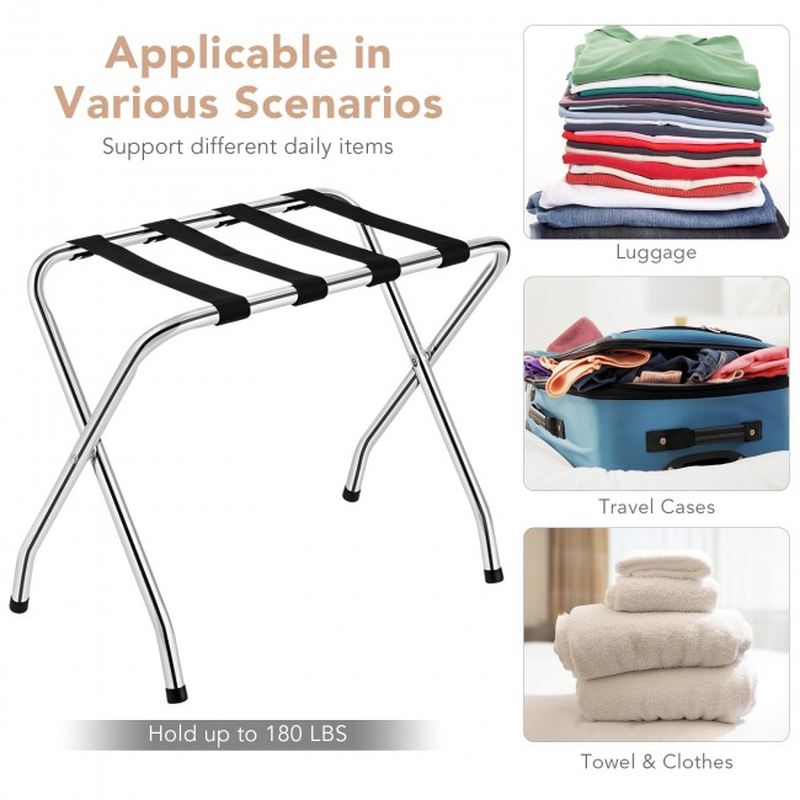 Foldable Luggage Rack with Nylon Belts for Home