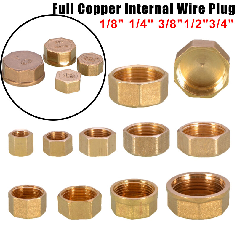 Full Copper Plug Cap Hexagonal/Octagonal Female Cap End Plug 1/8"1/4"3/8"1/2"1"