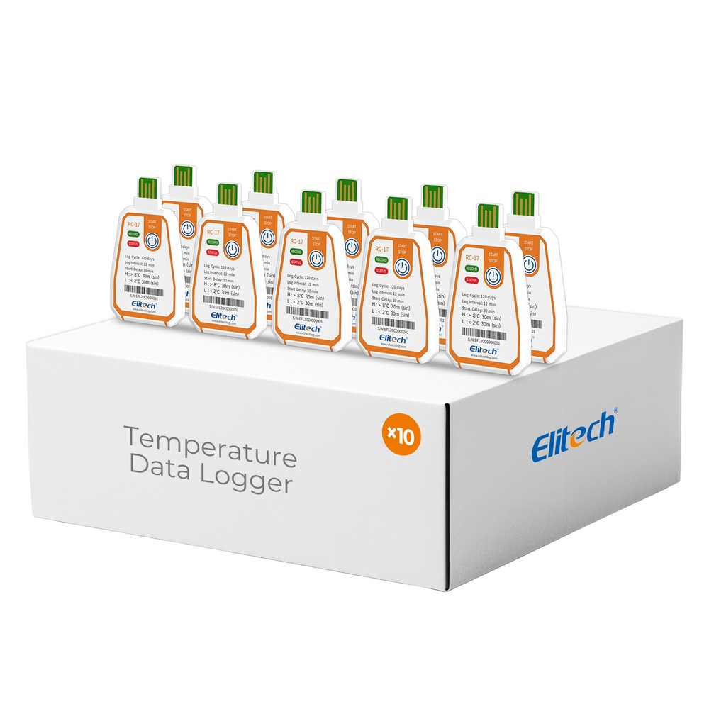 Elitech RC-17 Disposable Temperature Data Logger USB PDF Report Light Alarm