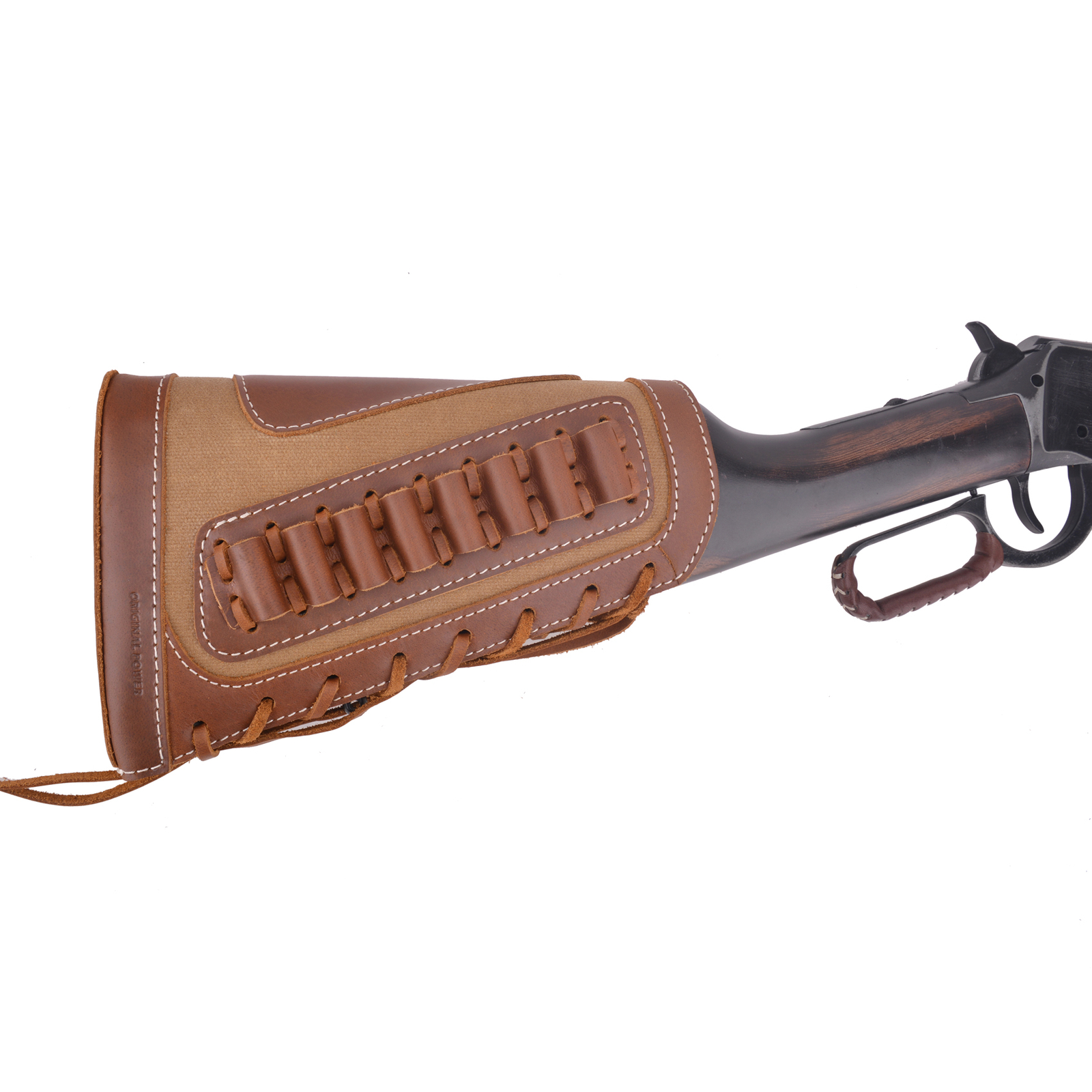 Leather &Canvas Rifle Buttstock Shotgun Stock Cover With Shell Cartridge Holder