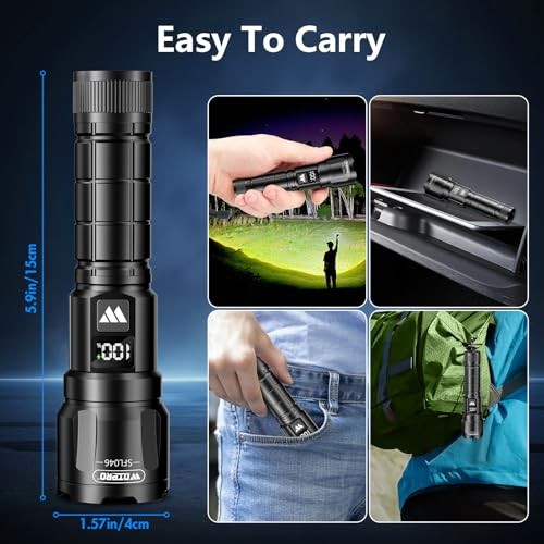 LED Rechargeable Flashlight 2Pack, 3Modes Super Bright High 2 PACK Black