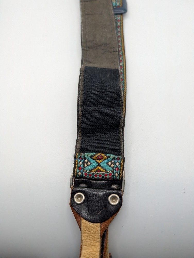 Vintage 70's Camera Neck Strap Woven Pattern Adjustable ~3ft Retro