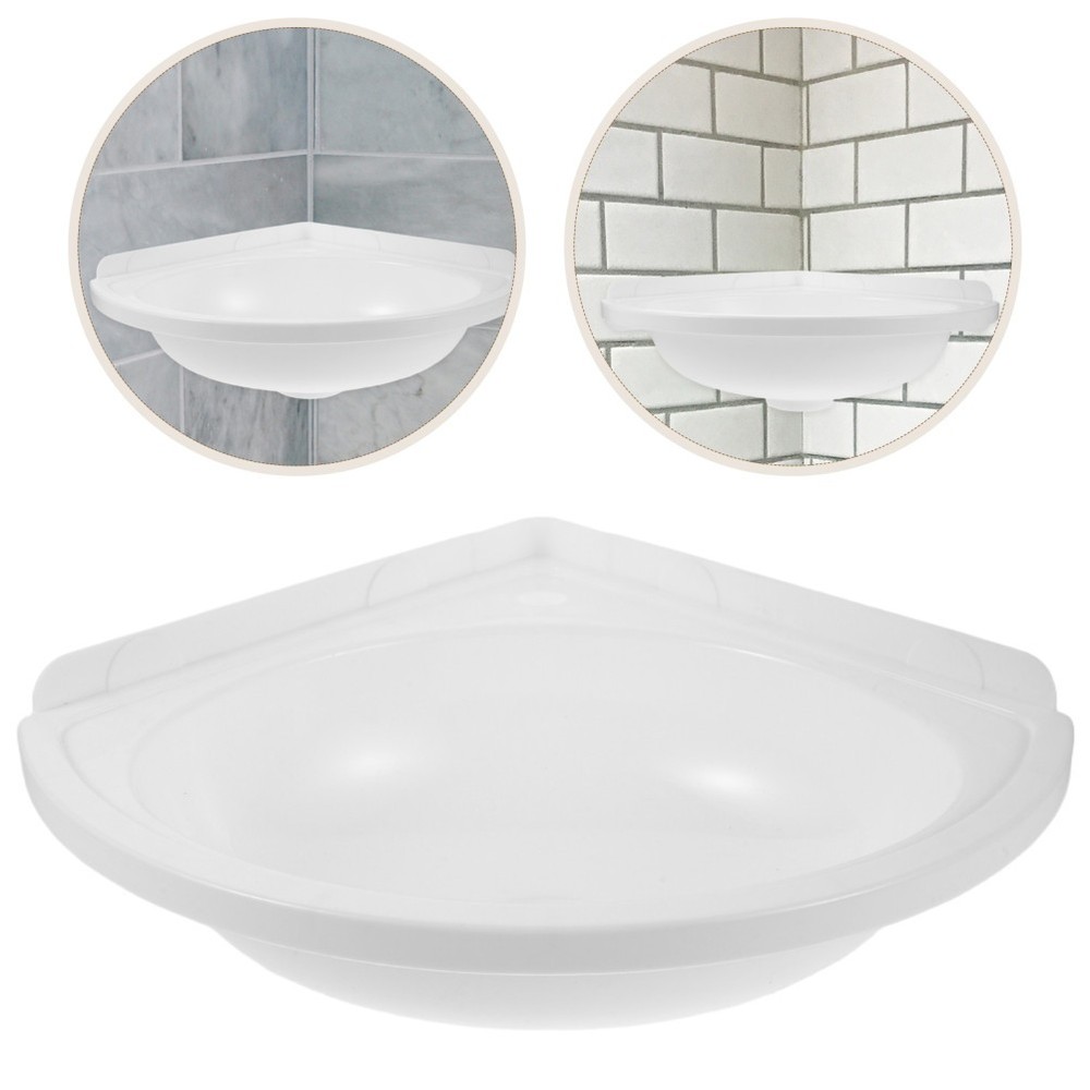 Corner Wall Mounted Bathroom Sink White Plastic Triangular Vessel Basin