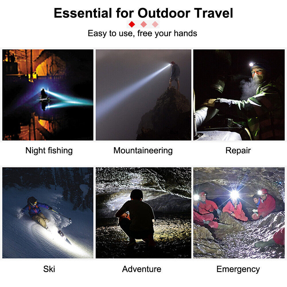 Rechargeable LED Head Light lamp Motion Sensor Flashlight 6 Mode 5Led