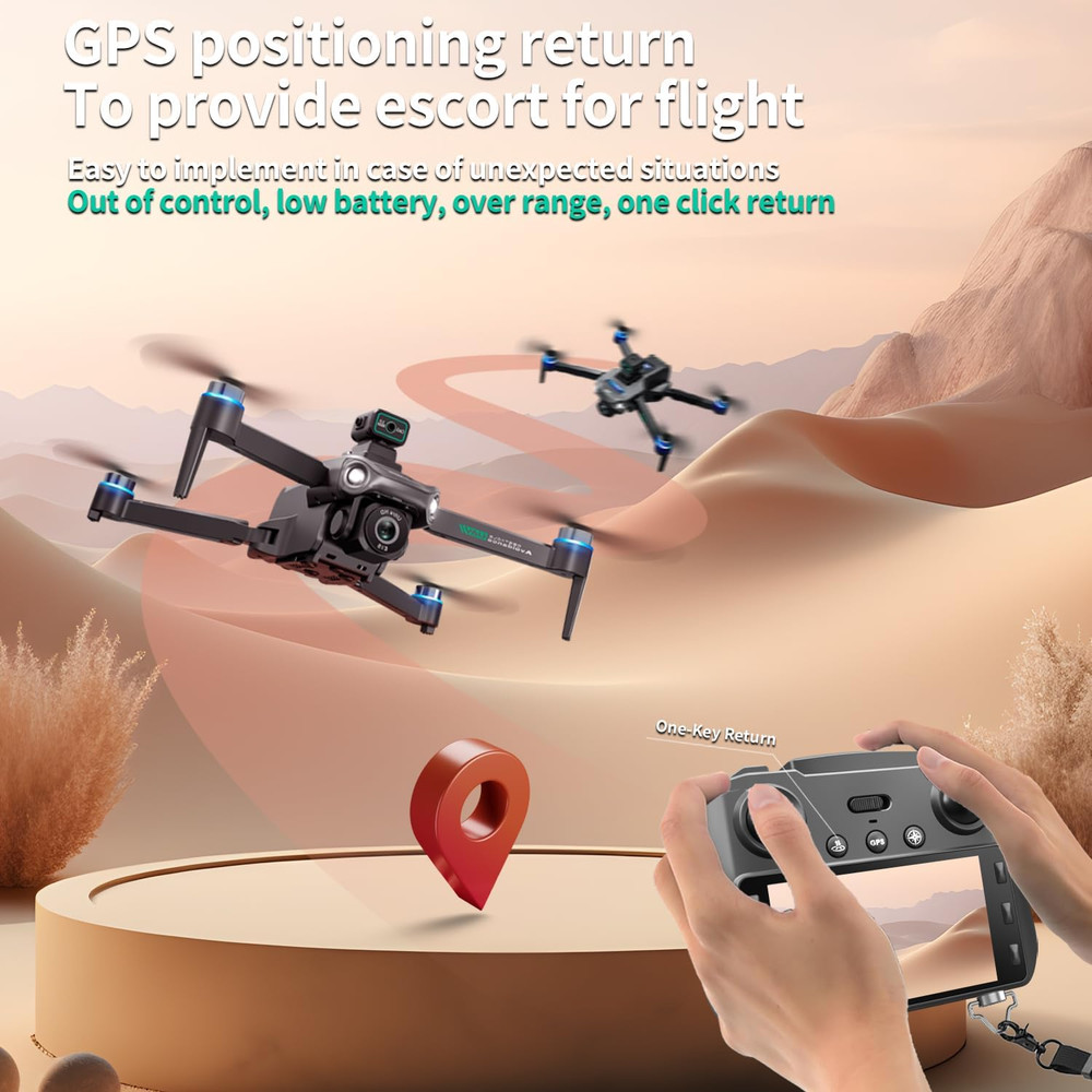 2K UHD GPS Drone with Camera for Adults - 5.9" Screen Remote Controller, Obstacl