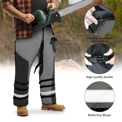Chainsaw Chaps Apron Wrap for Men,Loggers Forest Workers Protective Black M