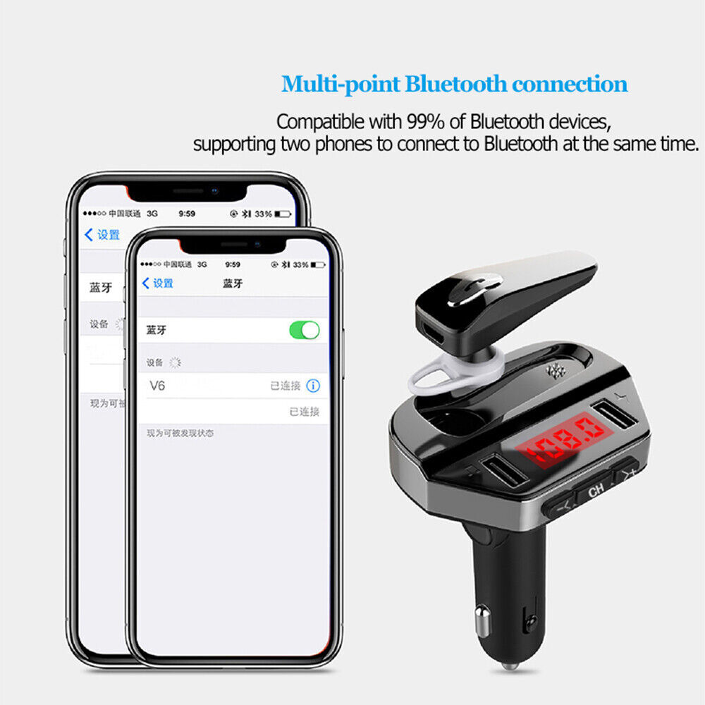 Bluetooth 5.0 Headset Trucker Earpiece Headphones FM Transmitter Radio Adapter