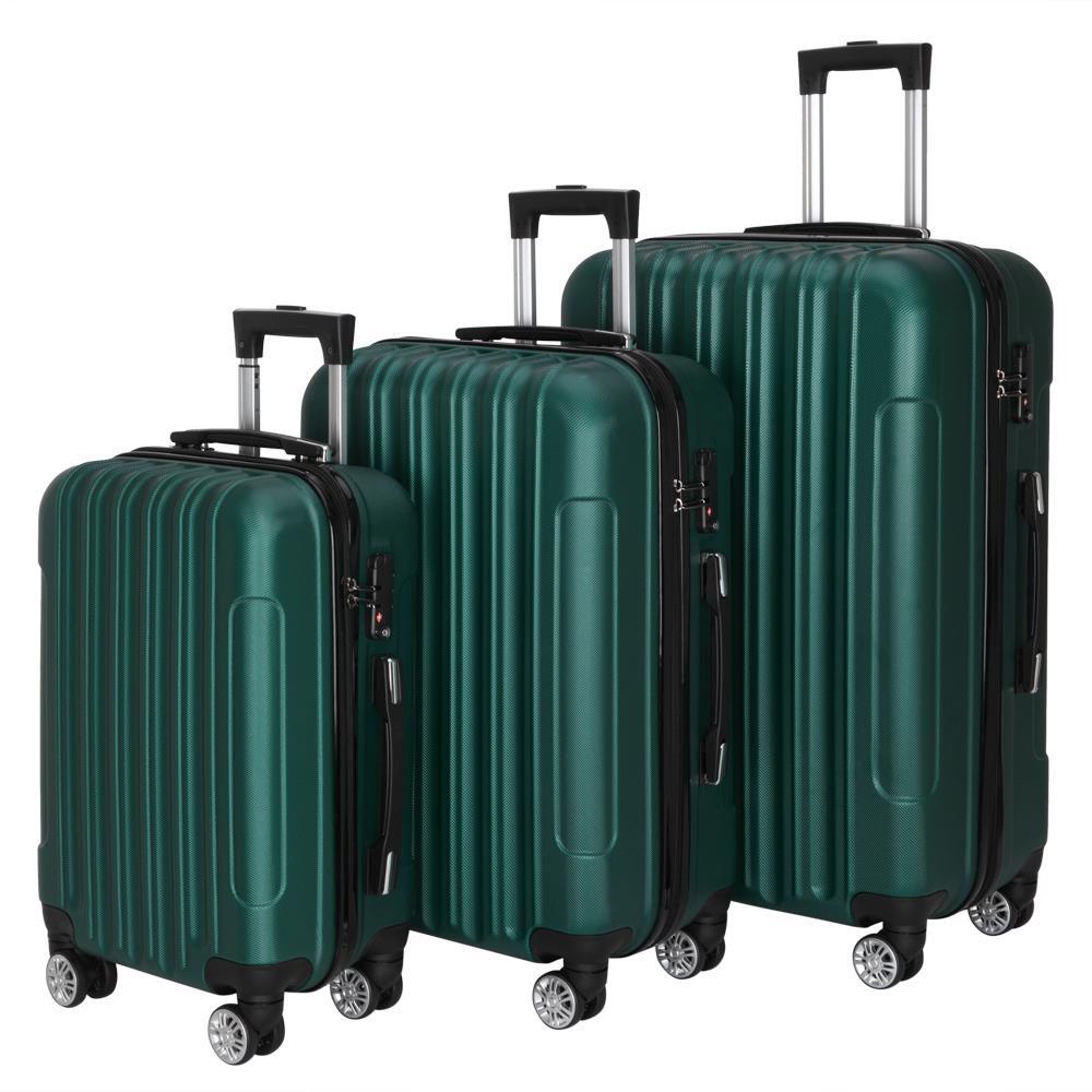 20" 24" 28" Luggage Travel Set ABS Trolley Hard Shell Suitcase w/TSA Lock Green