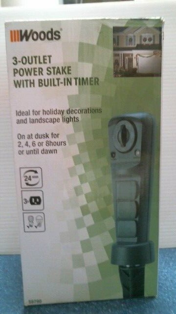 Woods # Outlet Power stake With Built in timer   59790  FS