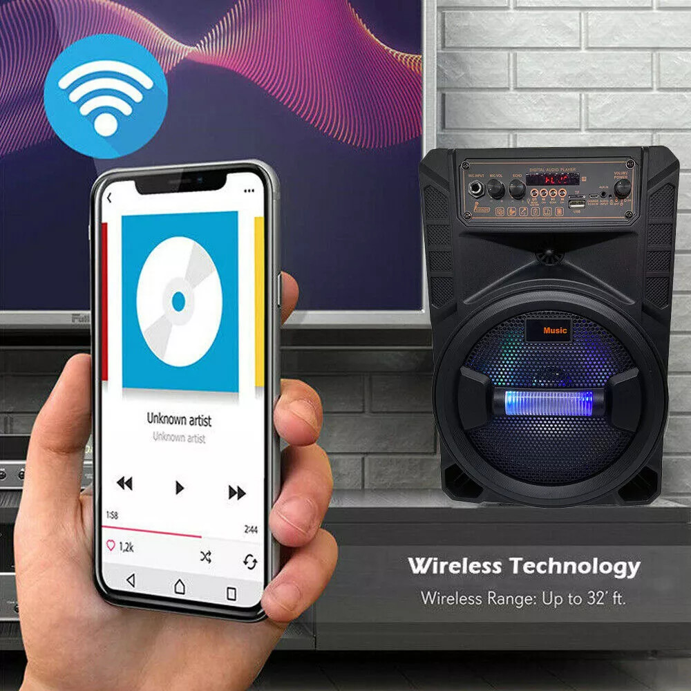 3000W Portable Bluetooth Speaker Sub Woofer Heavy Bass Sound System Party & Mic