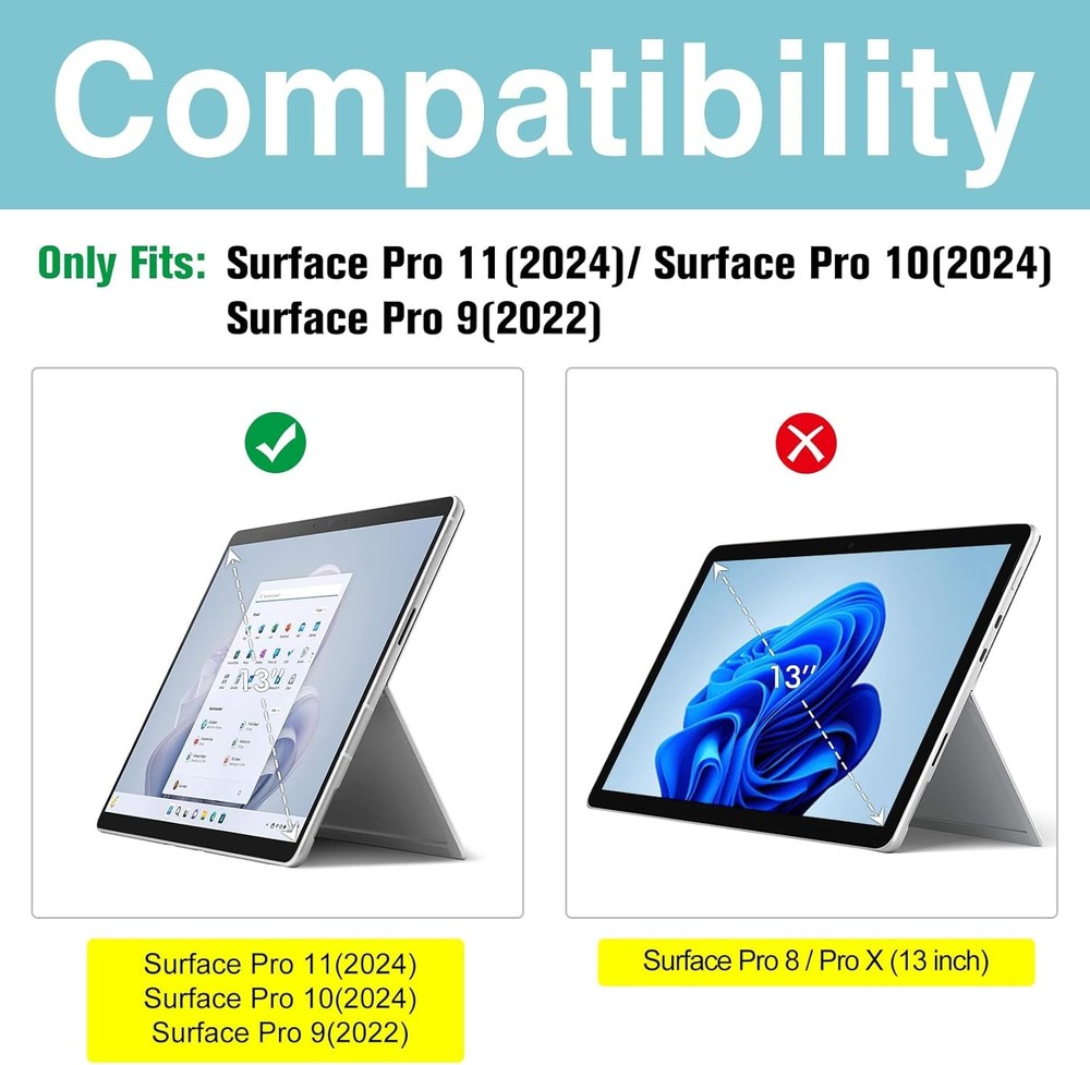 ProCase 2 Pack Screen Protector for Surface Pro 11/10/9 13 inch; Clear