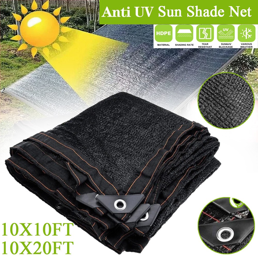 10X10FT/10x20 FT Black Sun Shade Net Plants Outdoor Pergola Lawn Sun Shade Cloth