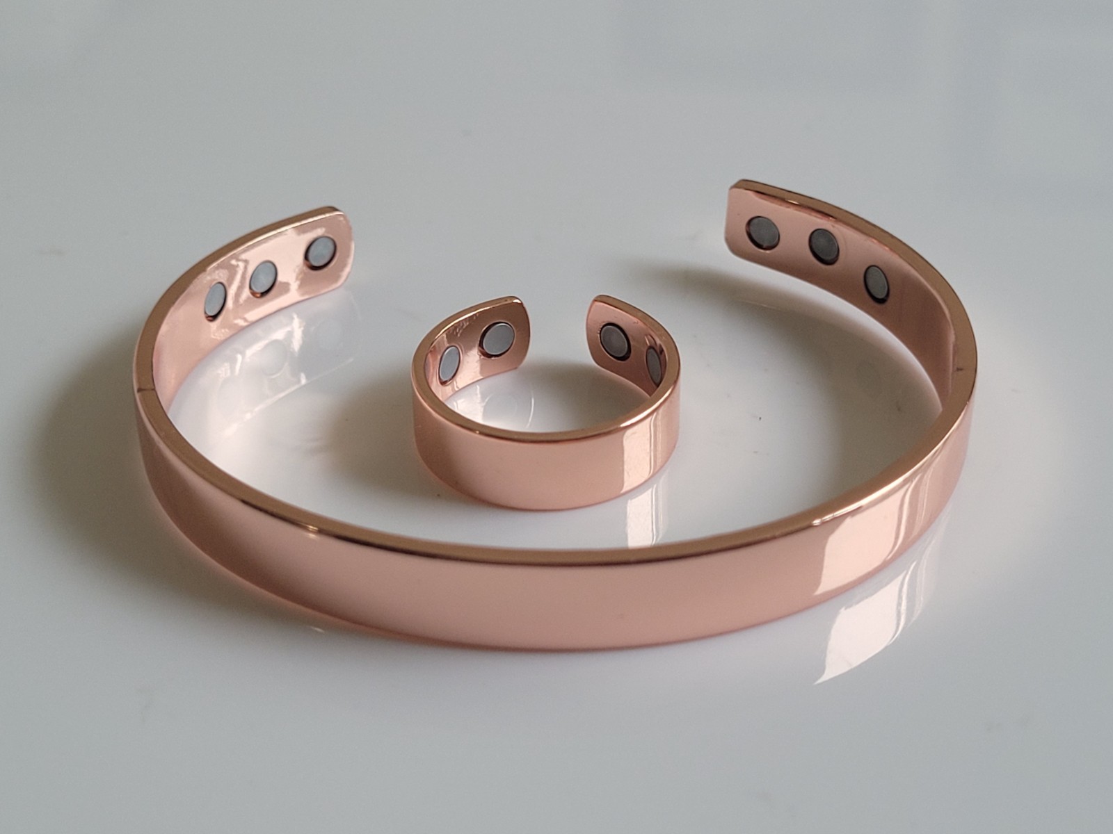 Pure Copper Magnetic Bracelet & Ring Set Arthritis Cuff